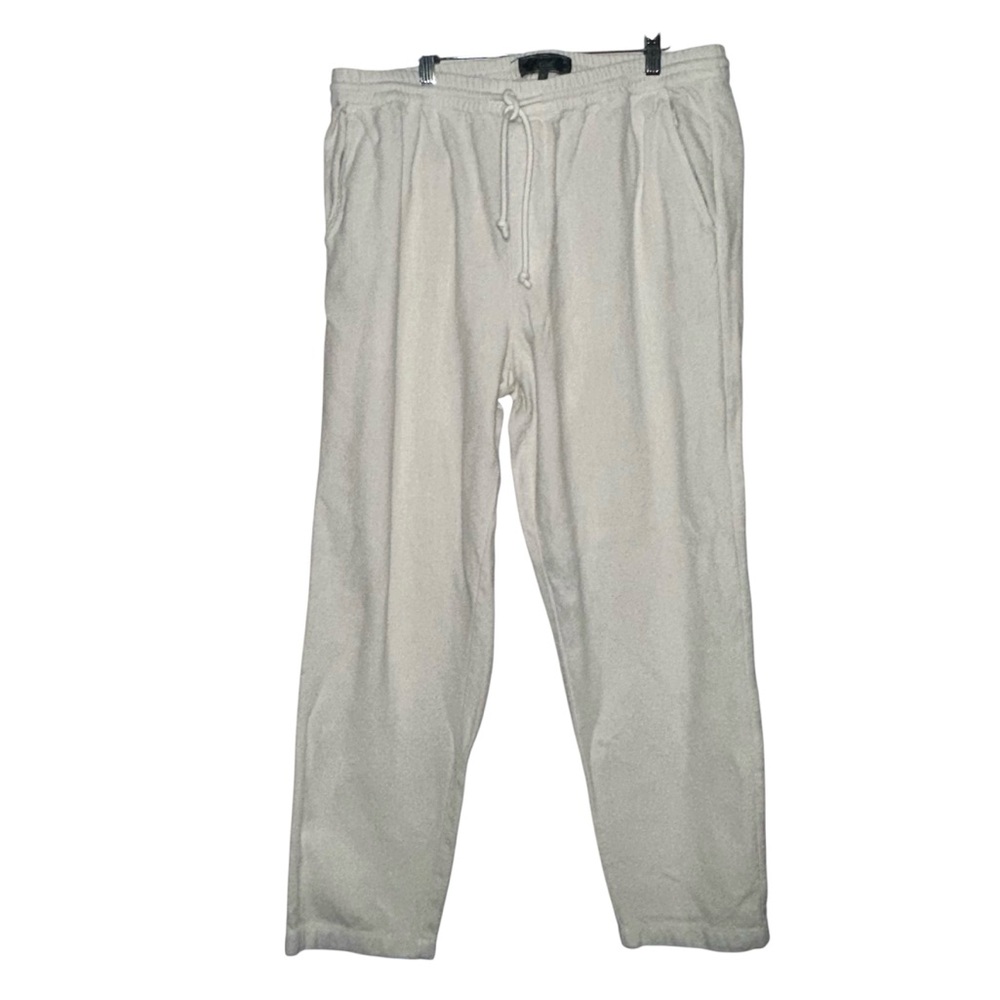 Kith Men’s Cream 100% Cotton Textured Drawstring Straight Leg Casual Pants-Large